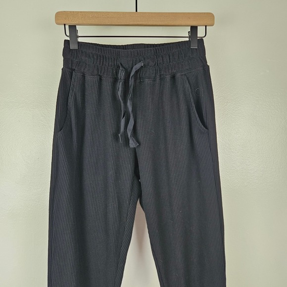 Zyia Active Thermal Jogger Pants Sz M Black Waffle Bottoms PJ Lounge - Picture 2 of 8